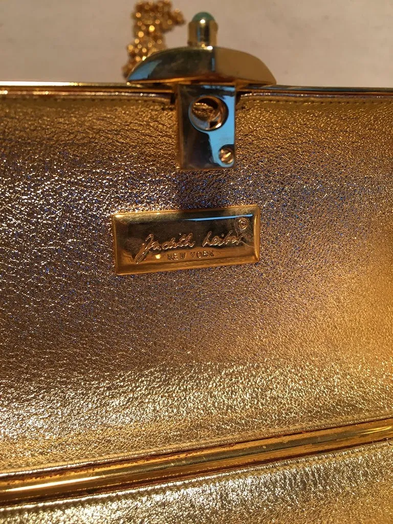 Judith Leiber Vintage Mini Green Alligator Clutch Minaudiere