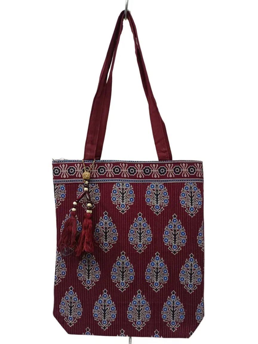 Maroon Ajrakh Shoulder Bag