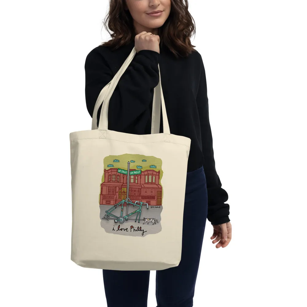 Philly bike parts tote bag
